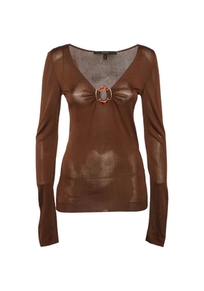 Gucci Pre-Owned ring-detail V-neck long-sleeve top - Brown