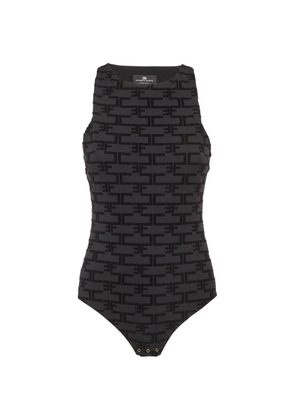 Elisabetta Franchi logo flocked bodysuit - Grey