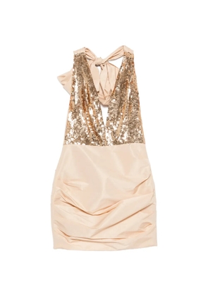 Elisabetta Franchi sequin-embellished ruched mini dress - Neutrals