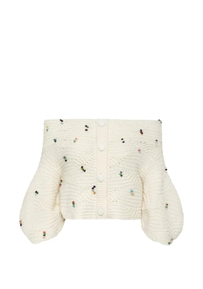 Hellessy Lian bead-embellished off-the-shoulder sweater - White