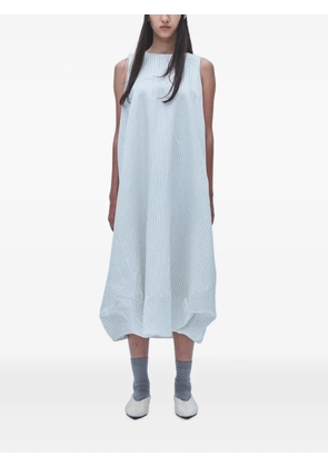 Muller Of Yoshiokubo stripe-print balloon-silhouette midi dress - Blue