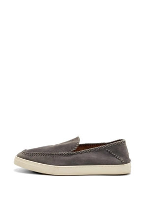 Giorgio Armani Pre-Owned Intrecci braided-detailing suede loafers - Grey