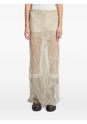 Ann Demeulemeester embroidered silk-voile maxi skirt - Neutrals