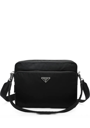 Prada logo-plaque zip-fastening shoulder bag - Black