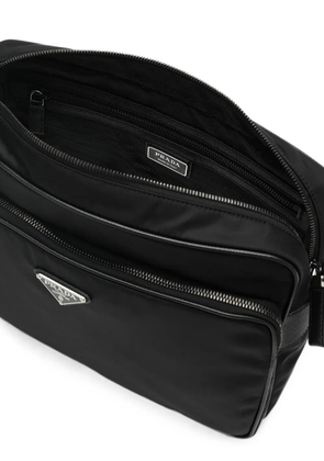 Prada logo-plaque zip-fastening shoulder bag - Black