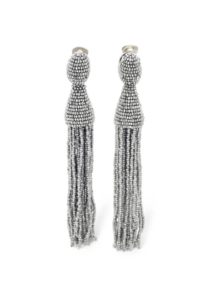 Oscar de la Renta Pre-Owned beaded tassel earrings - Silver