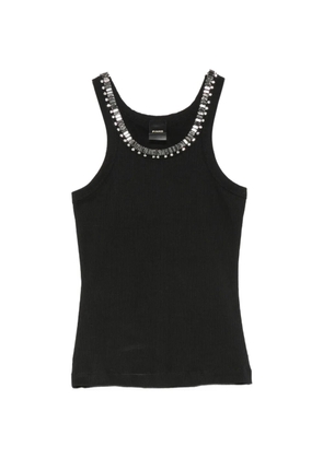 PINKO crystal-embellished ribbed T-shirt - Black
