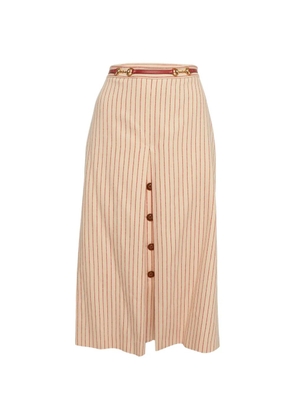 Gucci Pre-Owned Horsebit-detail striped midi skirt - Neutrals