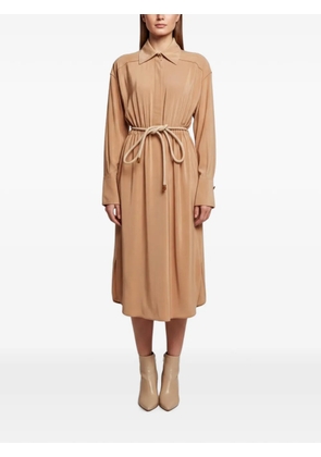 Fendi Pre-Owned belted shirt midi dress - Neutrals