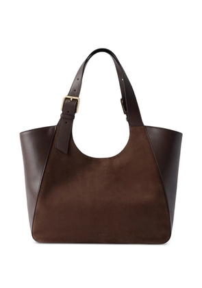 Furla suede-panel leather tote bag M - Brown