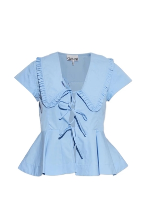 GANNI ruffled tie-fastening blouse - Blue
