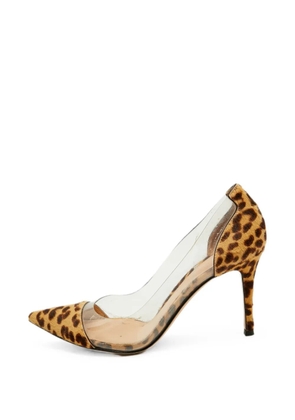 Gianvito Rossi Plexi leopard-print pumps - White