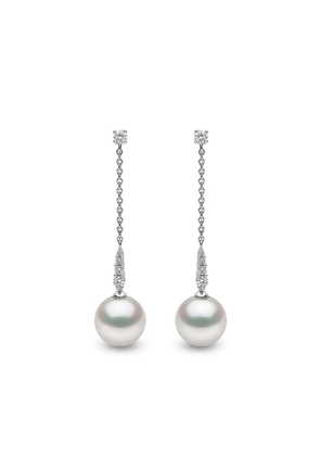 Yoko London 18kt white gold Trend freshwater pearl and diamond drop earrings - Silver