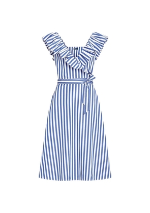 Polo Ralph Lauren Vintage striped ruffle-trim midi dress - Blue