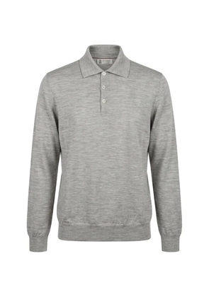 Brunello Cucinelli button-placket polo-collar sweater - Grey
