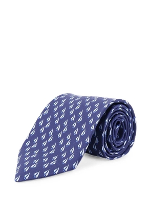 Ferragamo sailboat-print silk tie - Blue