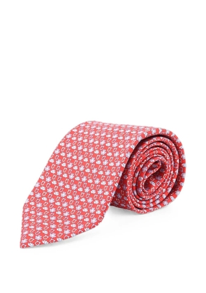 Ferragamo frog-print silk tie - Red