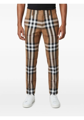 Burberry Pre-Owned check print slim-fit wool trousers - Brown