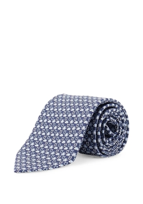 Ferragamo frog-print silk tie - Blue