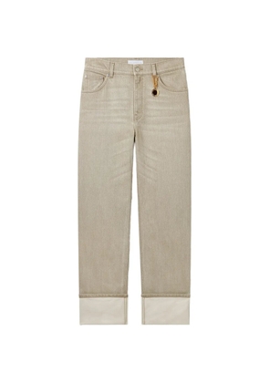 Stella McCartney logo-patch turn-up jeans - Neutrals
