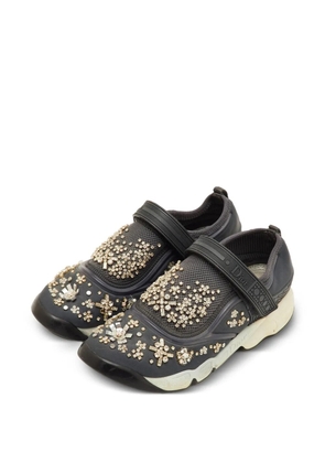 Christian Dior Pre-Owned crystal-embellished slip-on sneakers - Grey