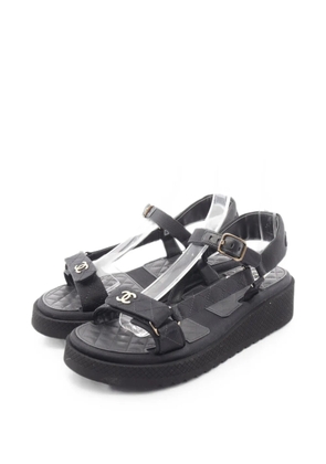 CHANEL Pre-Owned 1986-1988 Coco Mark quilted sandals - Black