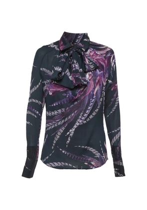 Just Cavalli Vintage floral-print silk top - Blue