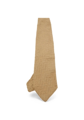 Giorgio Armani Pre-Owned chevron-knit tie - Neutrals
