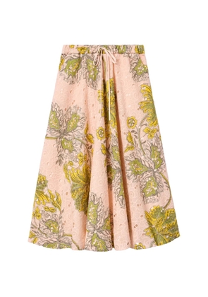La DoubleJ Swathe Pink broderie-anglaise midi skirt