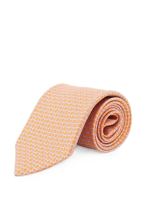 Ferragamo geometric-print silk tie - Orange