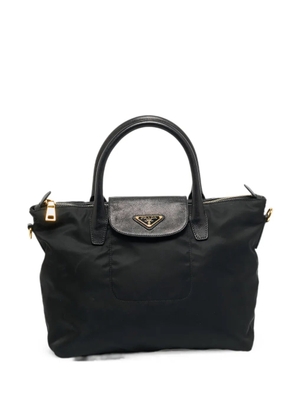 Prada Pre-Owned leather-trim tote bag - Black