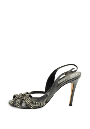 Gina crystal-embellished slingback sandals - Grey