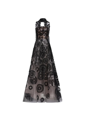 Elie Saab sequin-embroidered gown maxi dress - Black