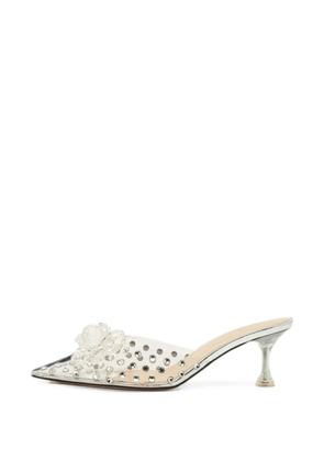 MACH & MACH crystal-embellished mules - White