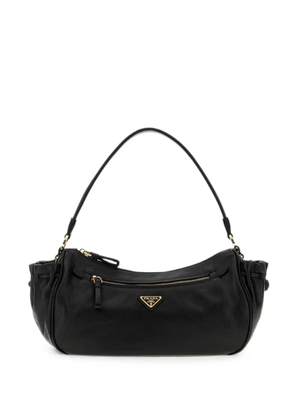 Prada small logo-plaque leather tote bag - Black