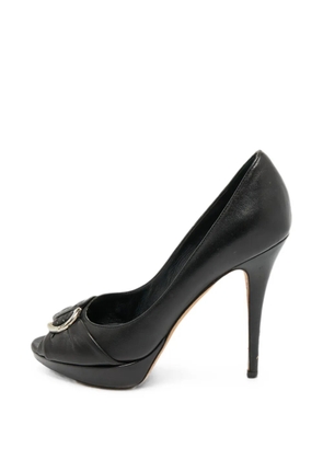 Christian Dior Pre-Owned buckle-detail peep-toe heeled pumps - Black