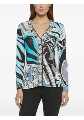 PUCCI Pre-Owned abstract-print V-neck blouse - Blue