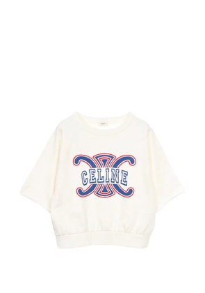 Celine Pre-Owned Triomphe logo-print short-sleeve sweater - White