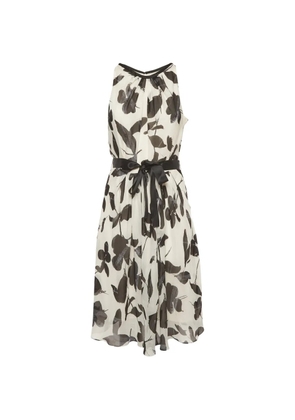 Carolina Herrera Vintage printed A-line midi dress - Neutrals