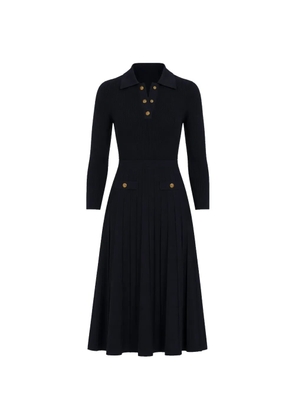 Michael Kors ribbed-knit pleated midi dress - Blue