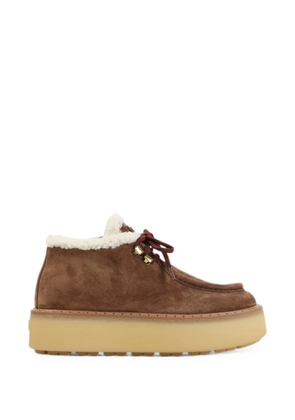 Prada shearling-trim platform lace-up shoes - Brown