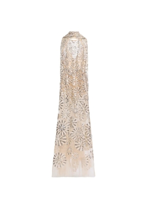 Elie Saab sequin-embroidered halterneck maxi dress - Neutrals