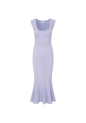 LoveShackFancy Tayleen pointelle-knit fluted midi dress - Purple