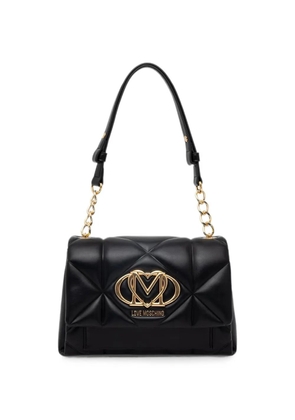 Love Moschino logo-plaque quilted shoulder bag - Black