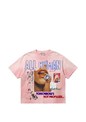 ALL HUMAN graphic-print washed T-shirt - Pink
