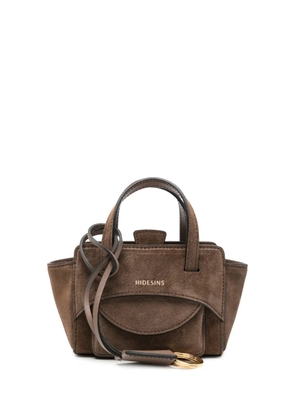 HIDESINS mini logo-print suede tote bag - Brown