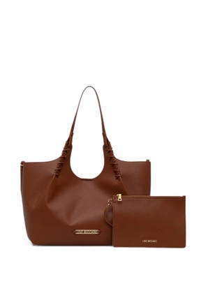 Love Moschino logo-lettering whipstitched tote bag - Brown