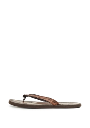 Bottega Veneta Pre-Owned alligator-detail leather thong sandals - Brown