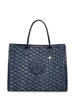 Morgan quilted logo-patch tote bag - Blue