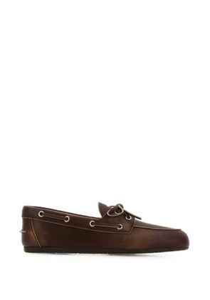 Miu Miu lace-up leather loafers - Brown